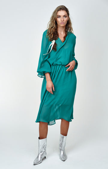 Green Sheer Organza Silk Dress