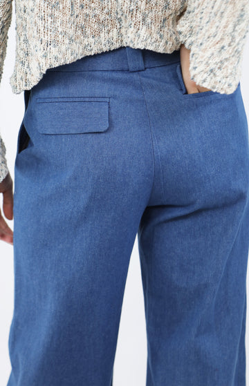 Blue mid-rise denim trousers