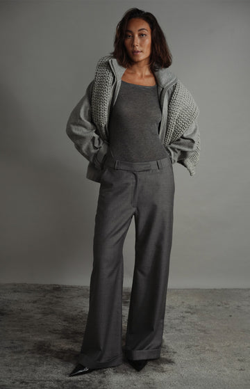 Grey Wool Mid-rise Trousers