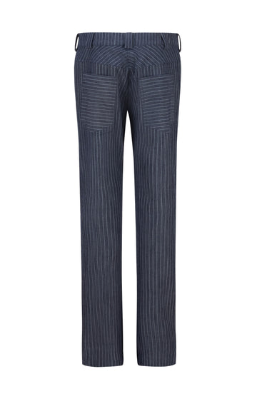 Blue Stripped Straight Cut Denims