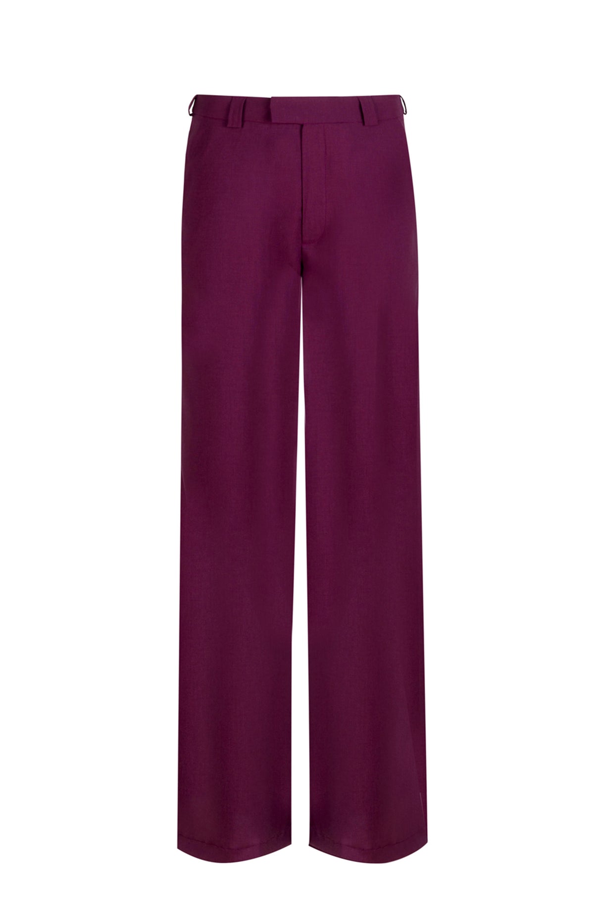 Burgundy Mid Rise Straight Leg Merino Trousers