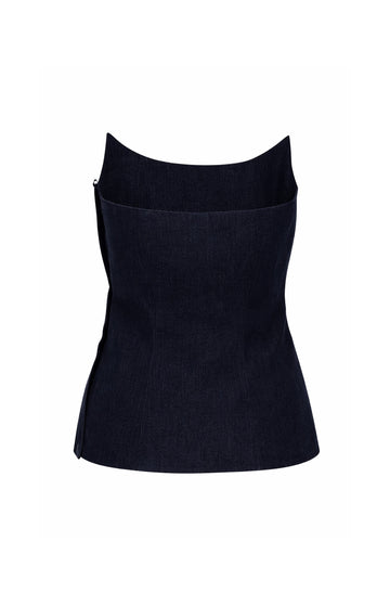 Navy Unwashed Denim Cotton Corset
