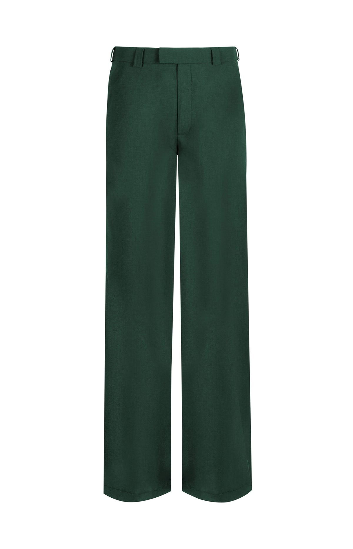 Green Mid Rise Straight Leg Merino Trousers
