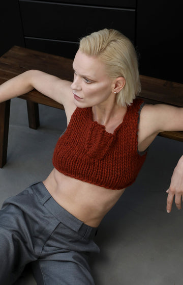 Copper Knit Cropped Top