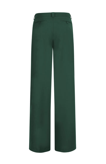 Green Mid Rise Straight Leg Merino Trousers