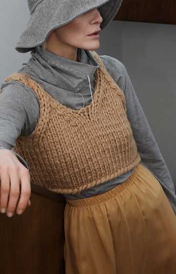 Wheat Chunky Knit Strap Top