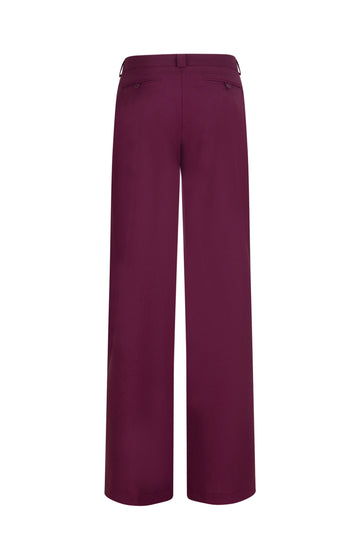 Burgundy Mid Rise Straight Leg Merino Trousers