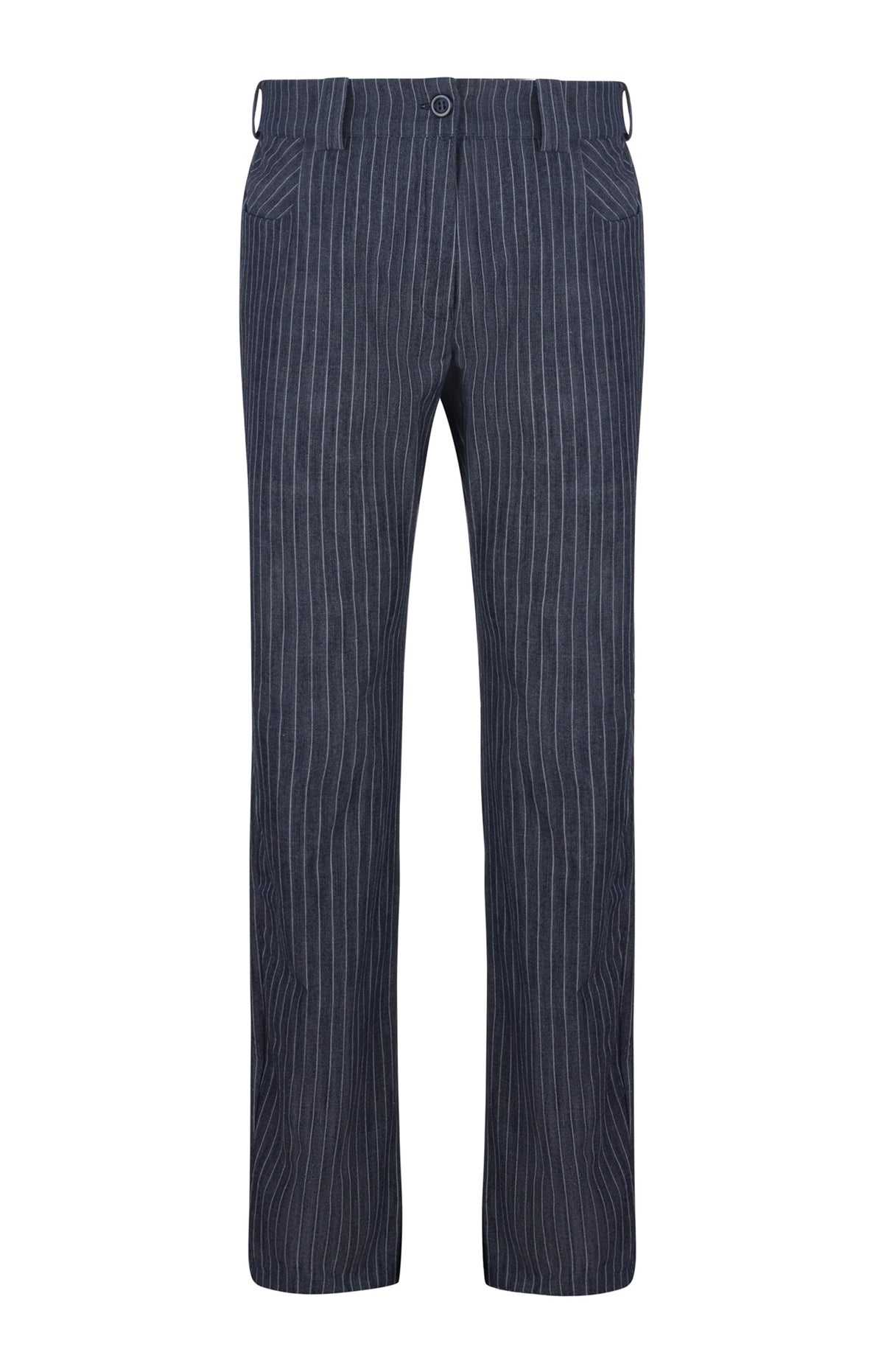 Blue Striped Straight Cut Denims