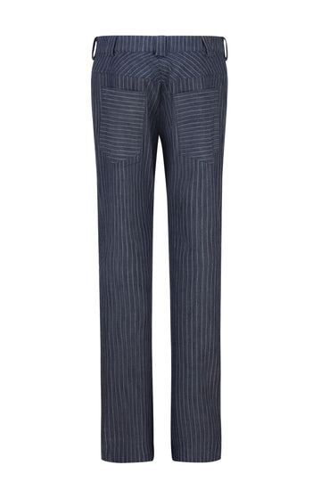 Blue Striped Straight Cut Denims