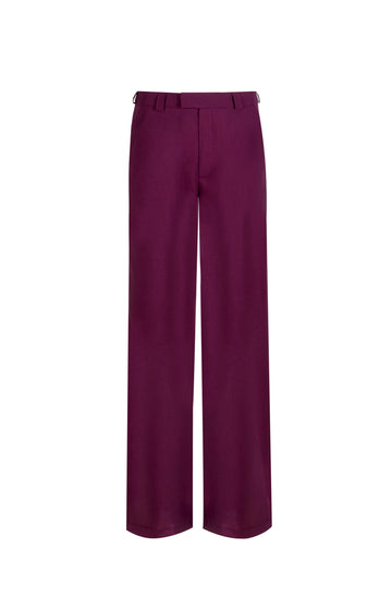 Wine Mid Rise Straight Leg Trousers