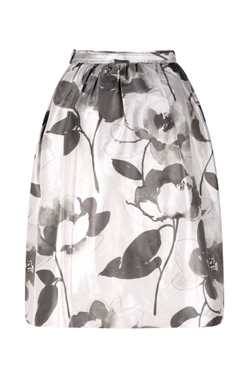 Cream/Mud Floral Silk Skirt