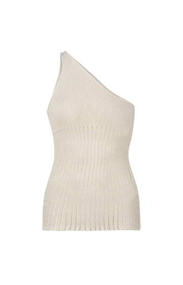 White Asymetric Knit Top