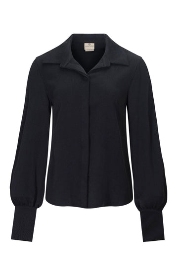 Black Hammered Silk Shirt