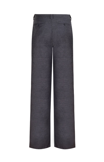 Dark Grey Mid Rise Straight Leg Merino Trousers