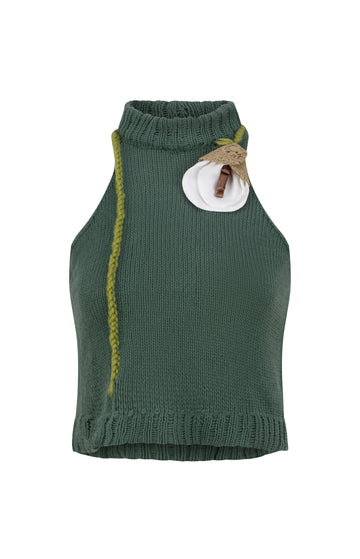 Green Tank Top With Flower