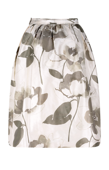 Cream/Mud Floral silk skirt