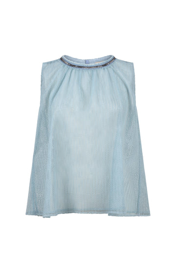 Light Blue Cotton Lace Top