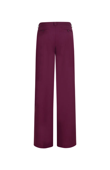 Burgundy Mid Rise Straight Leg Merino Trousers