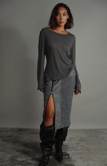 Grey Cotton Jersey Longsleeve Top