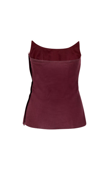 Burgundy Linen Corset