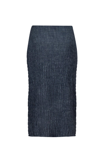 Black Cotton Ruched Fitted Skirt