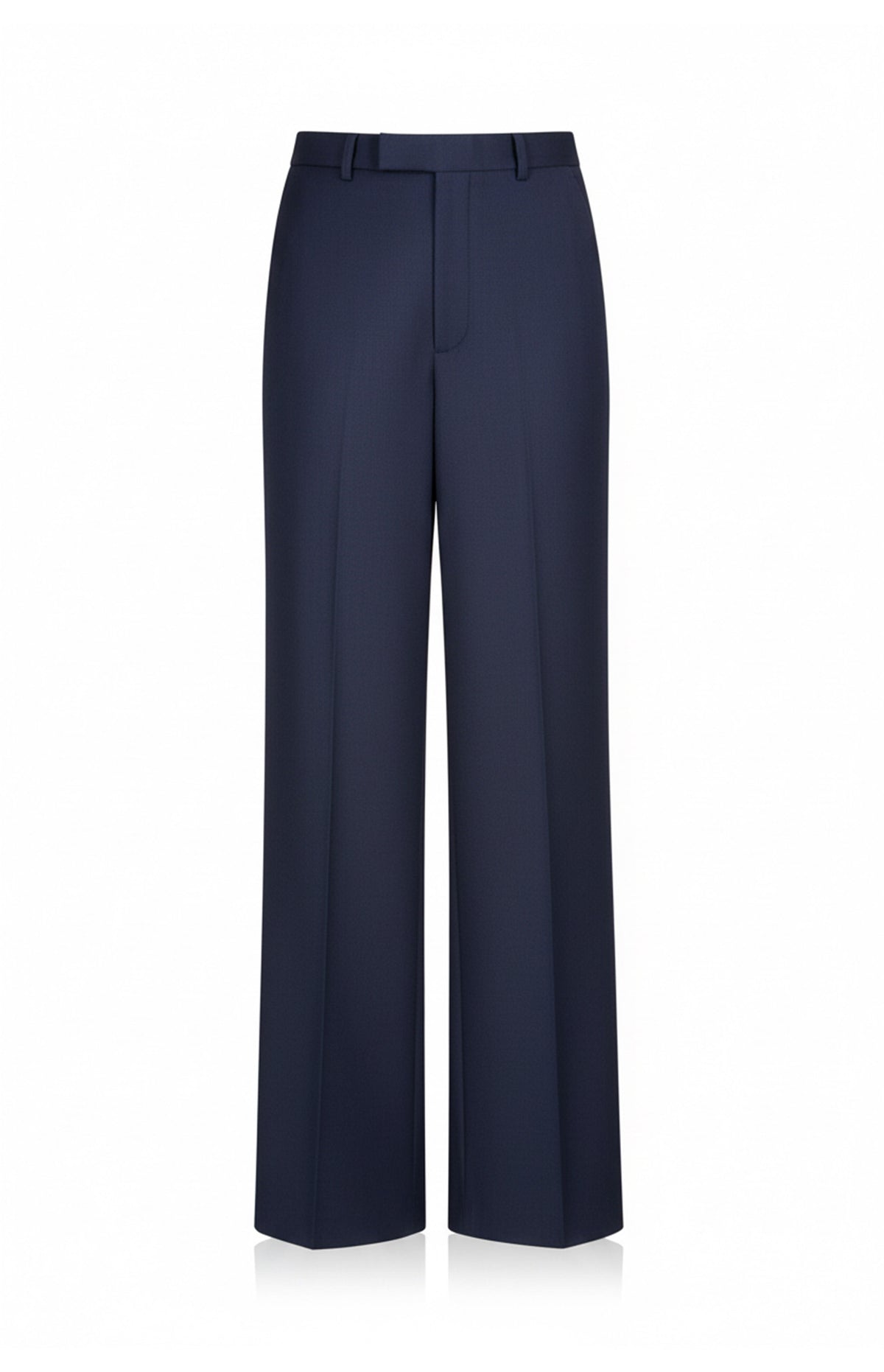 Navy Mid Rise Straight Leg Merino Trousers