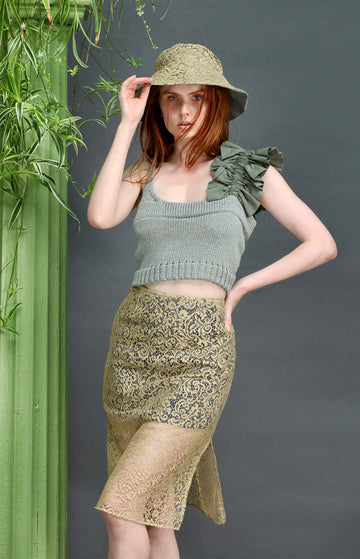Green Lace Pencil Skirt