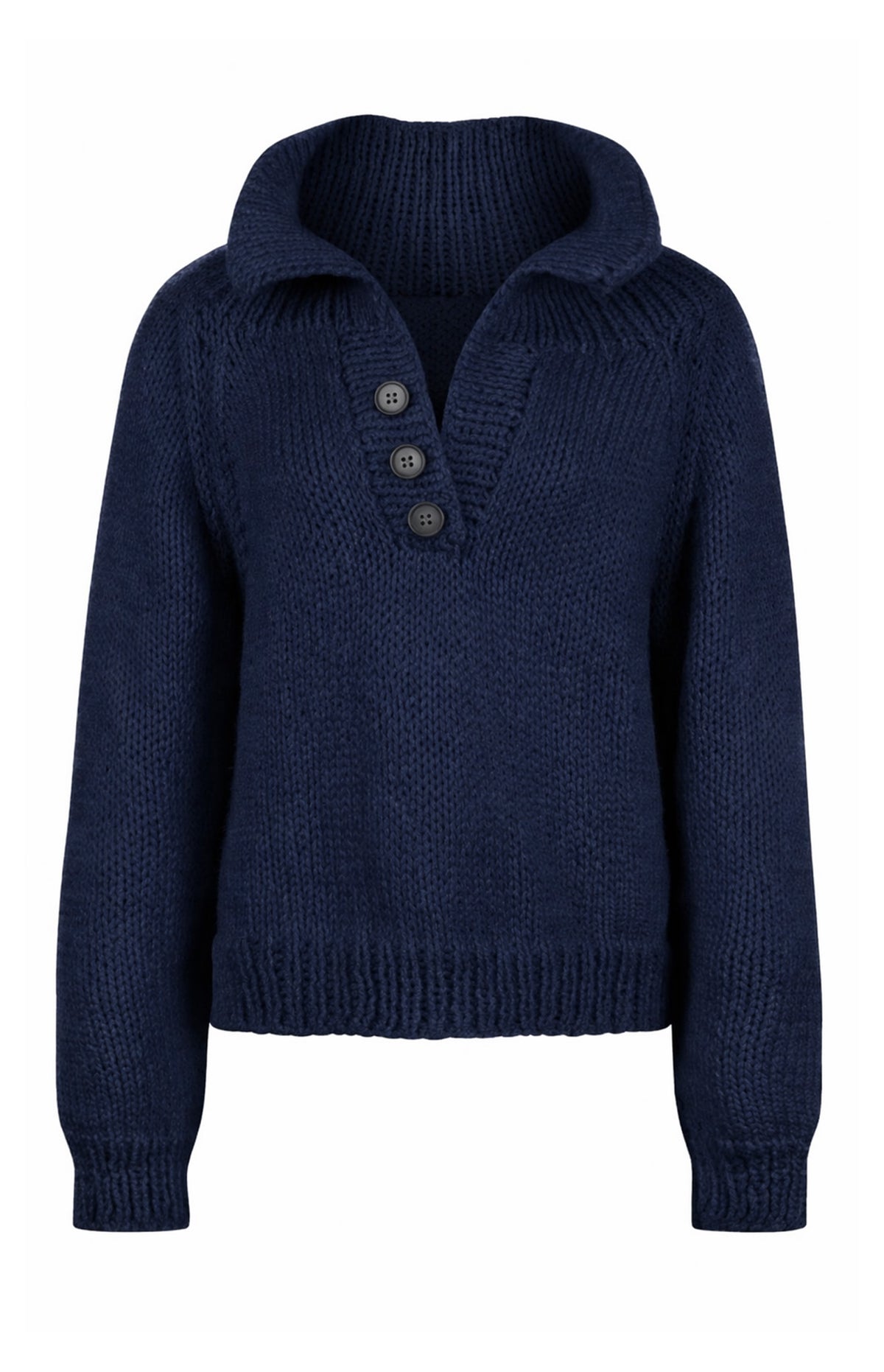 Handmade Natural Alpaca Wool Cotton Men’s Buttoned Polo Neck Jumper