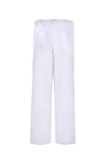 White Wide Leg  Linen Trousers
