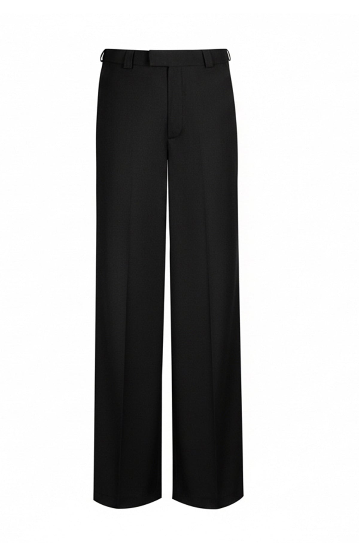 Black Mid Rise Straight Leg Merino Trousers