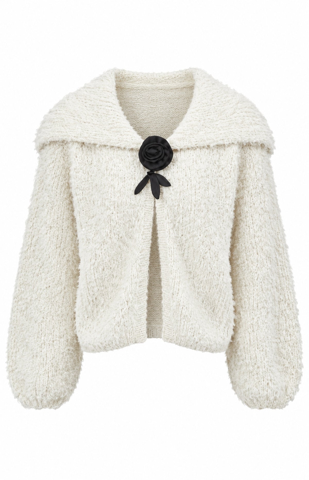 Cream Handmade Cream Alpaca Fur Feel Cardigan