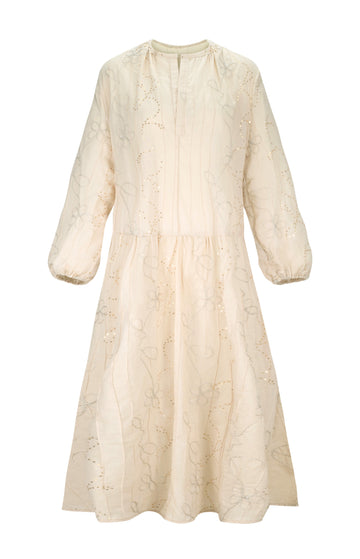Beige embroidered dress