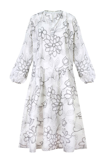 White/Black Embroidered Dress
