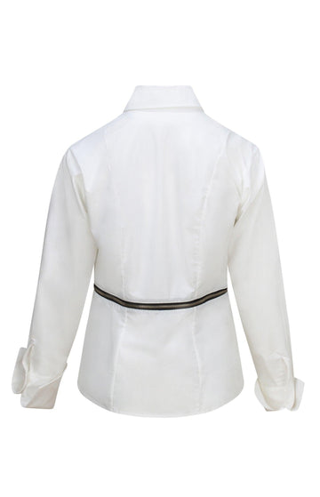 White Two-way  Cotton Zip Shirt