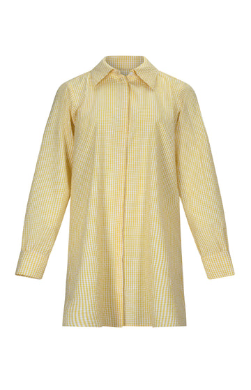 Yellow White Cotton Seersucker Shirtdress