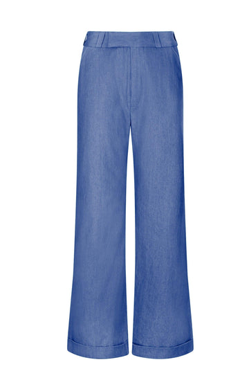 Blue mid-rise denim trousers
