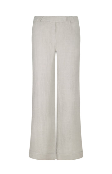 Stone Mid Rise Linen Trousers
