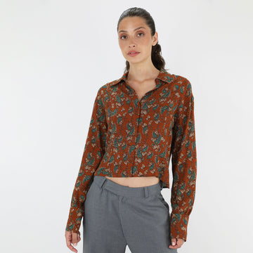 Terracotta Paisley Fitted Shirt